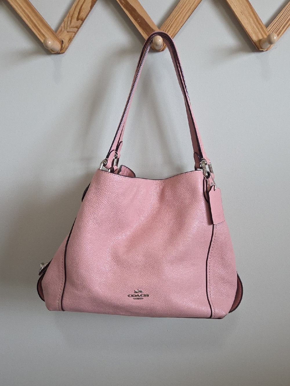 Coach Edie 31 Light Pink Pebbled Leather Purse
